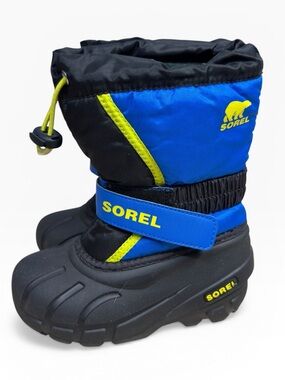 Sorel Kids Flurry Snow Boots Blue Black Size US 11 UK 10 Waterproof Winter Warm
